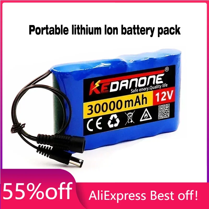 Портативный аккумулятор 12 В 30000 мАч стандартная емкость батарея постоянного тока