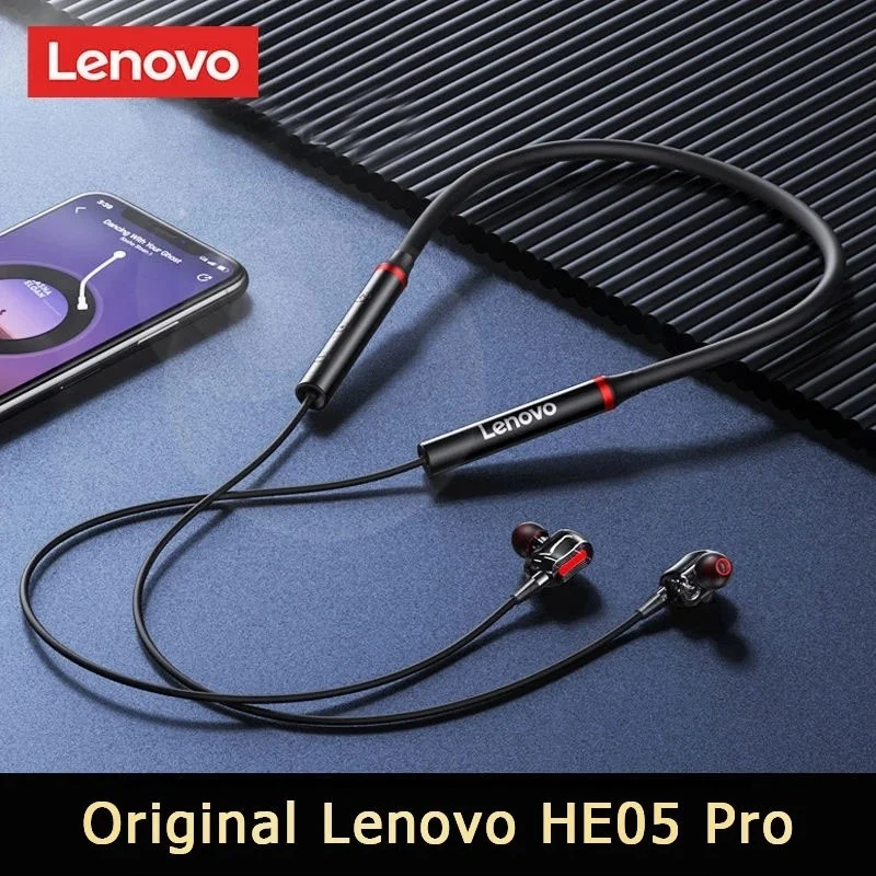 

Lenovo HE05 Pro TWS Wireless Headphones Bluetooth 5.0 Sports Noise-Cancelling Neckband Earphones Waterproof Microphone Earbuds