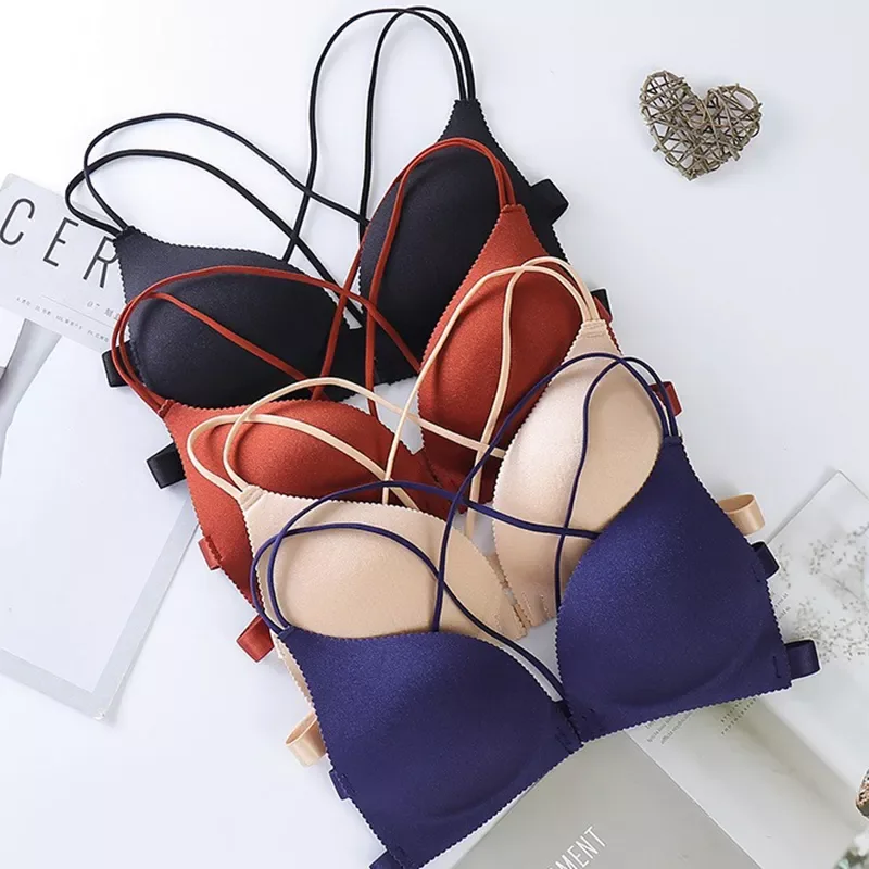 Bra Front Buckle Bra Push Up Padded Bras Seamless Wire Free Women  Lingerie Bralette Gather Soft  Underwear Bras