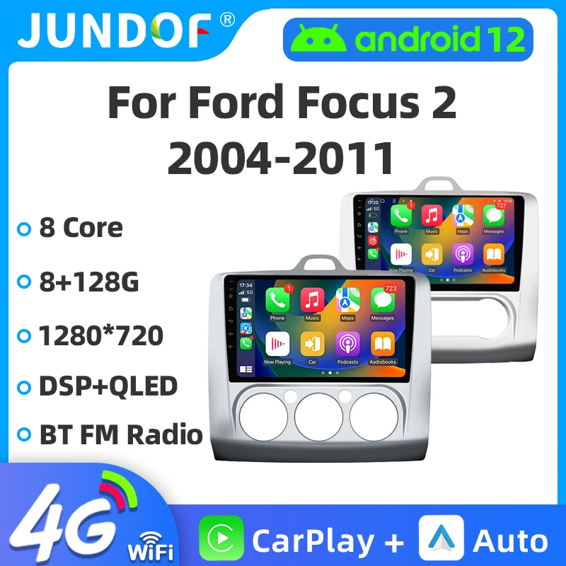 Автомобильный радиоприемник Jundof Android 13 для Ford Focus 2 3 Mk2 Mk3 2004 2005-2011 Мультимедийный