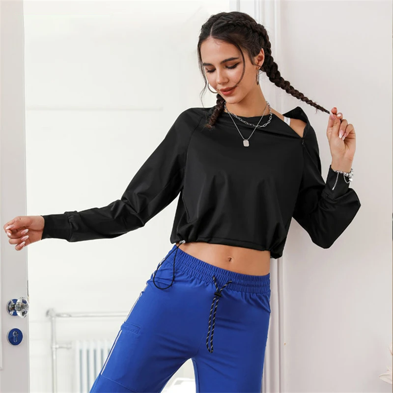 

Women Sports Tops Slant Zip Sports Fitness Jacket Running Yoga Shirt Training Long Sleeve T-Shirt Tops Women