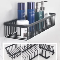 black space aluminum bathroom rectangular mesh basket shelf toilet storage rack cosmetics no hole rack bathroom accessories