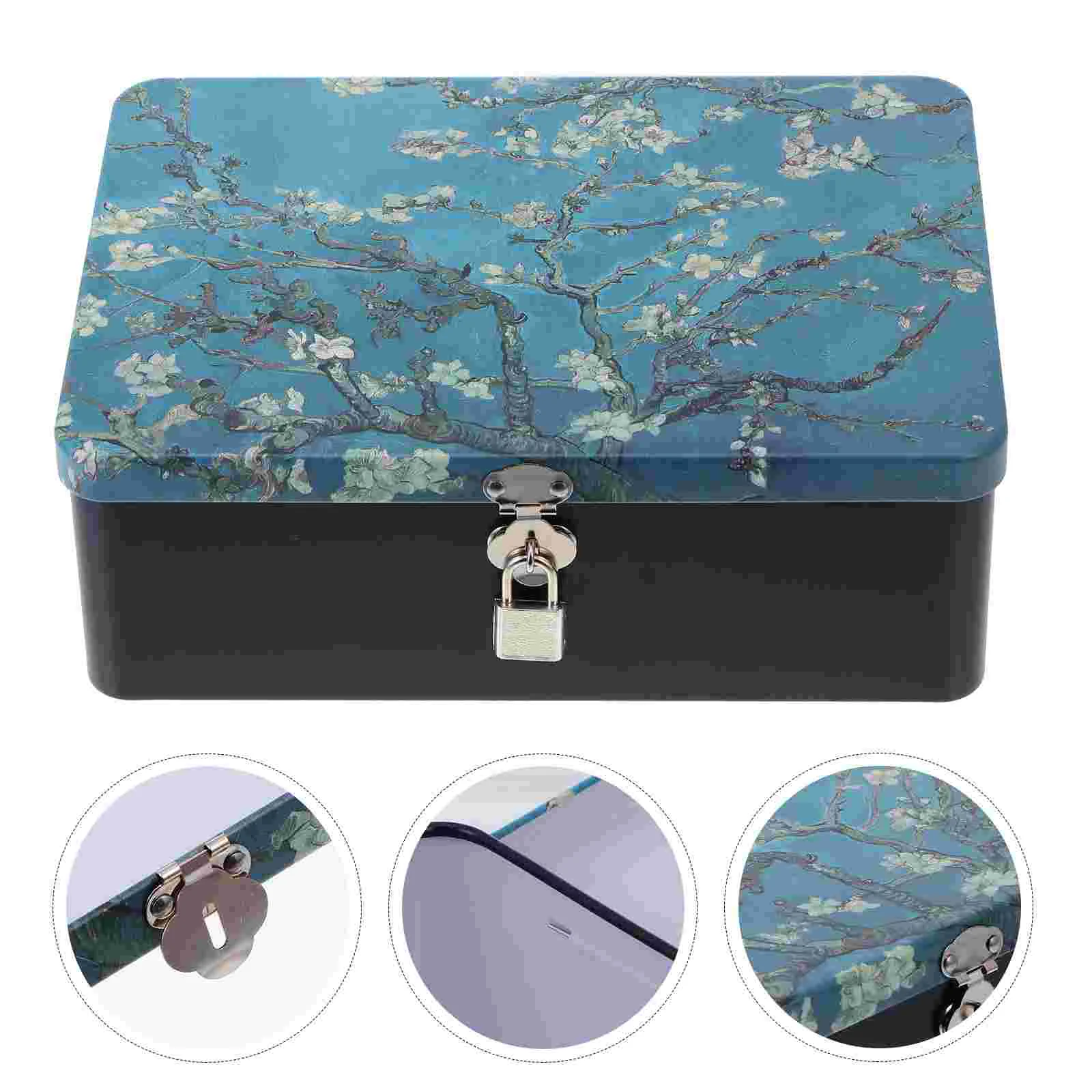 

Tinplate Box Lock Rectangular Canister Travel Snack Container Vintage Style Case Gift Packaging Wedding Decor Storage