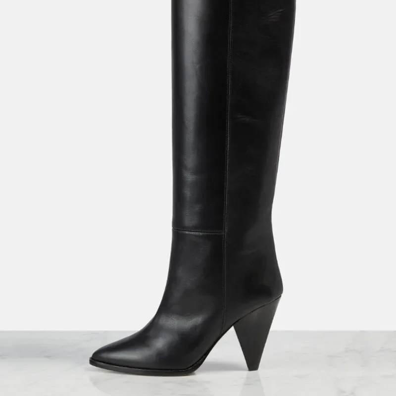 Arden Furtado/2024 осенне-зимние женские сапоги до колена из воловьей кожи с острым