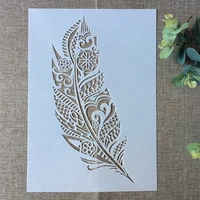 a4 2921cm big feather diy layering stencils wall painting scrapbook coloring embossing album decorative paper card template