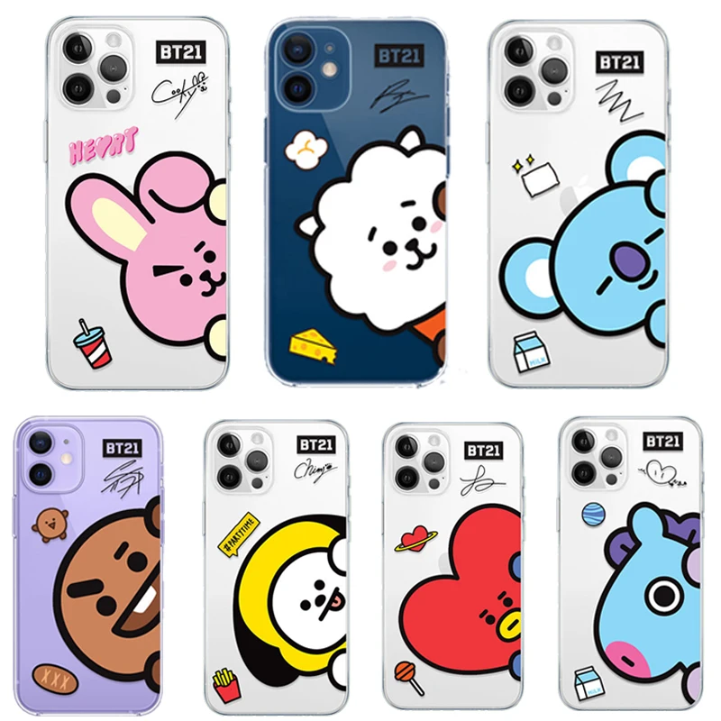 Kawaii – coque de protection en Silicone pour Iphone  compatible Bts Bt21  compatible modèles 13