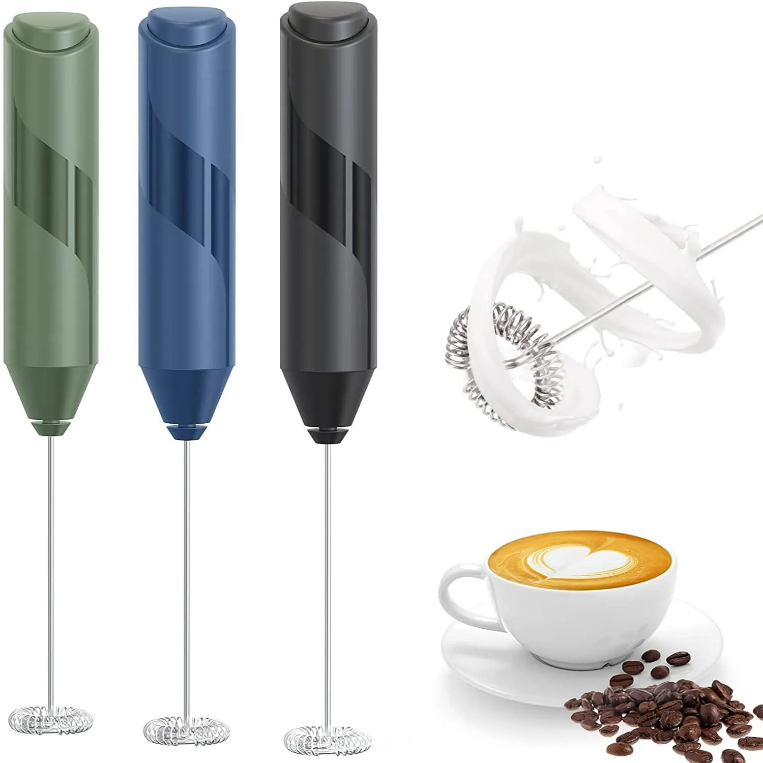 Electric Milk Frother Stick Portable Mini Drink Mixer Coffee Brush Battery Operated for Latte Matcha Tea Cappuccino