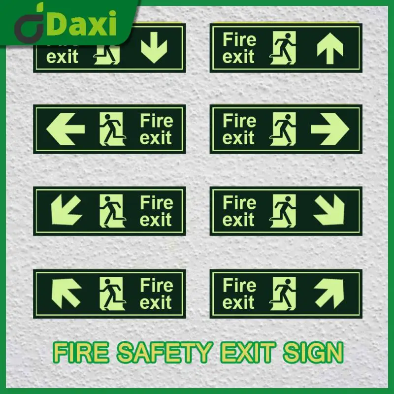 

Self Adhisive Waterproof Exit Sign Green Luminous Safety Warning Tape Night Vision Fire Exit-right Signs Walls Sticker 36x14cm