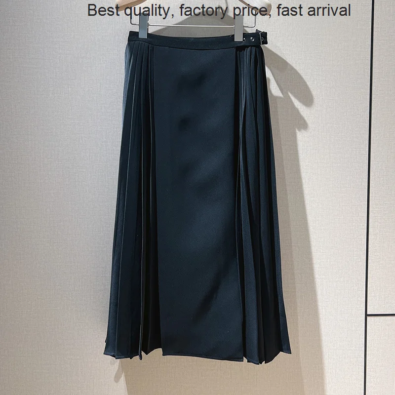 

quality luxury brand Fashion Runway A-Line Big Swing Skirt Women 2023 Autumn High Waist Solid Long Skirts With Belt Female Holid