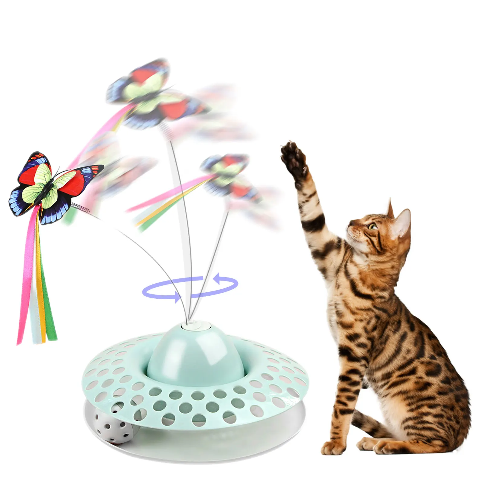 

Interactive Cat Toy Butterfly Funny Exercise Electric Flutter Rotating Kitten Toys Cat Teaser