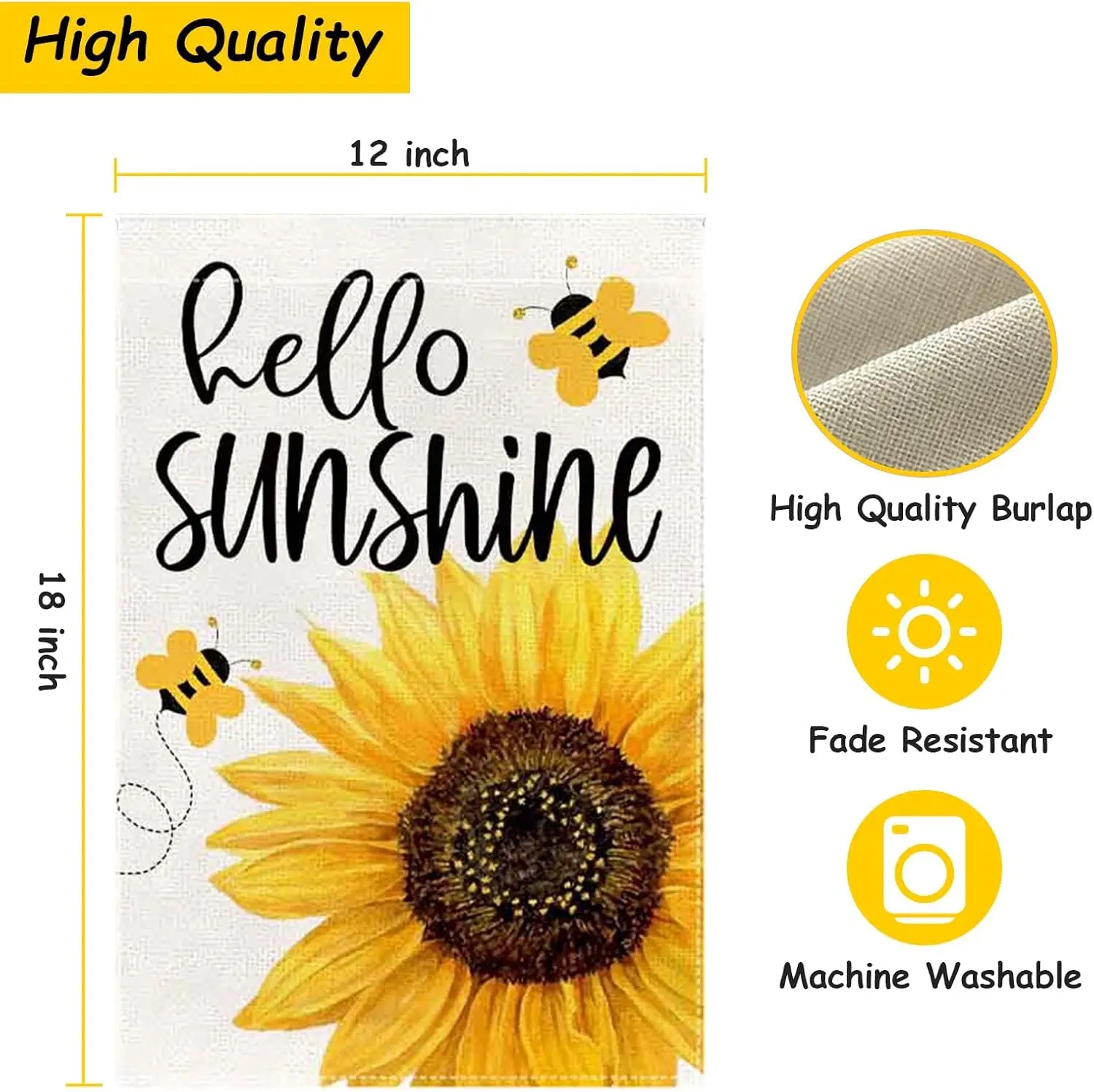 Флаг Hello Sunshine Garden подсолнух 12x18 дюймов двухсторонние вертикальные флаги