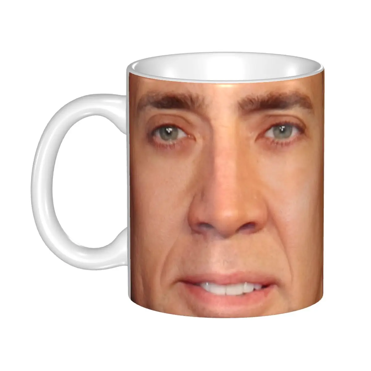 

Nicolas Cage Face Coffee Mugs DIY Personalized Funny Meme Ceramic Mug Creative Gift Outdoor Work Camping Cups