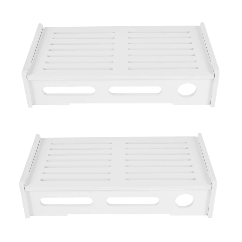

2X Wireless Wifi Router Storage Box Wood-Plastic Shelf Wall Hangings Bracket Cable Storage Home Decor-Venetian