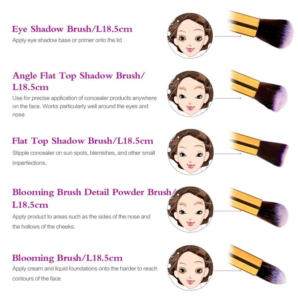 Kaizm Makeup Brushes Eyeshadow Makeup Instruments 10pc makeup Kit Tool Powder Foundation Concealer Cosmetic Female Makeup Tools images - 6