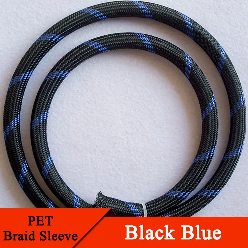1/10 м черный синий ПЭТ плетеный рукав 2 4 6 8 10 12 14 16 20 25 30 40 мм высокоплотная Изолированная защита кабеля расширяемая оболочка