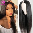 Прямой U-образный парик Sinuowei, перуанские волосы Remy, парики без клея, средние U-образные парики для черных женщин, 8-28 дюймов, 130% Плотность