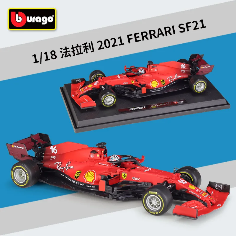 

Bburago 1:18 New 2021 FERRARI SF21 F1 Racing #16 #55 Carlos Sainz Formula Car Static Vehicles Collectible Model Car Toys B738