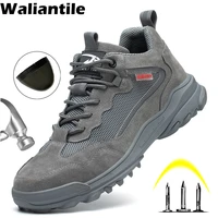 waliantile ankle safety boots shoes for men male outdoor non slip construction working boots anti smashing steel toe safety shoe