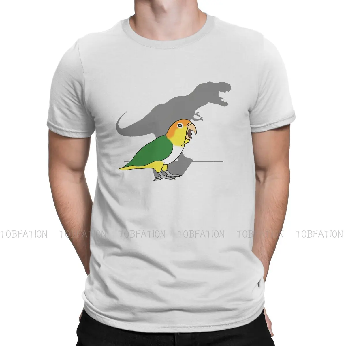 

Parrot TShirt for Men Dinosaur Shadow Basic Summer Sweatshirts T Shirt Novelty Trendy Loose