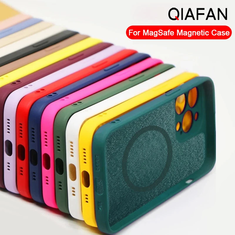

Magnetic Liquid Silicone Shockproof Phone Case For iPhone 14 13 12 11 Pro Max Mini X XS XR For Magsafe Wireless Charging Cover