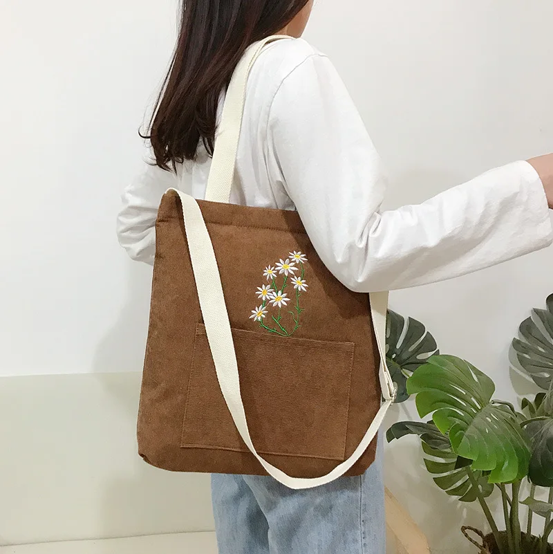 

Large Women Shoulder Shopper Bag Ladies Canvas Tote Shopping Bags Corduroy Female Handbag Crossbody Book Bags for Girl Student