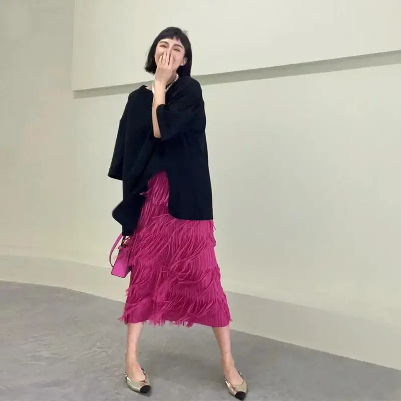 Плиссированная лоскутная юбка из полиэстера