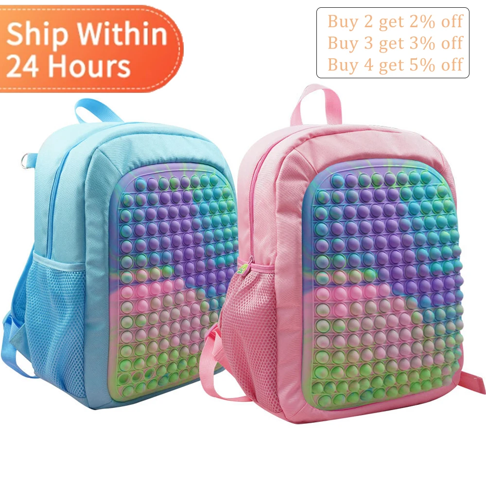 

Fashion 2022 Backpack Pop Fidget Toys Kids School Bags Pencil Cases Simple Dimple Sensory Figet Toy Bolso Antistress Christmas