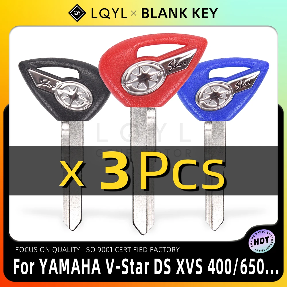 3Pcs Key Uncut Blank Replacement Keys For YAMAHA Dragstar V-Star DS400 DS650 DS1100 XVS400 XVS650 XV1900 XVS1300 XVS950 XV1700 - купить по