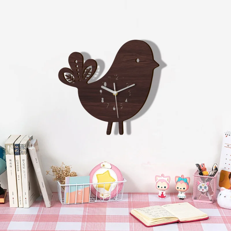 

Mcc418 Cross-Border Wooden Wall Clock Pointer Display Mute Scanning Movement Bird Shape Seamless Nail Hanging Take