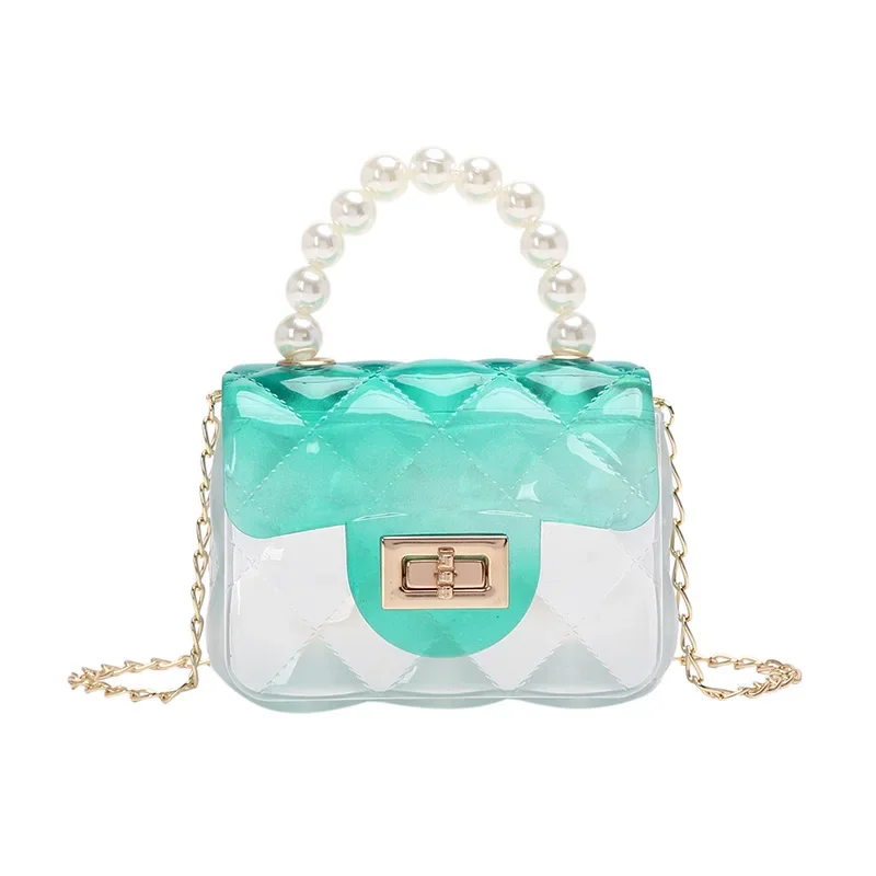 

New 2023 Elegant Lingge Jelly Bag Mini Transparent Small Bag Pearl Hand Arm One Shoulder Crossbody Bag Women's Bag handbag