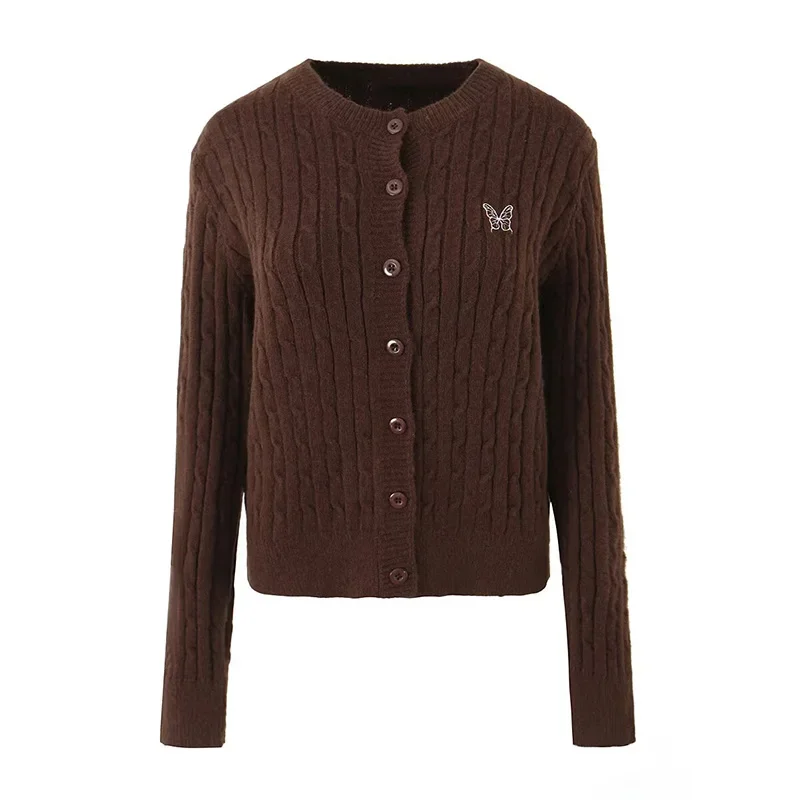 Suninheart Женский вязаный кашемировый свитер с вышивкой женский кардиган круглым