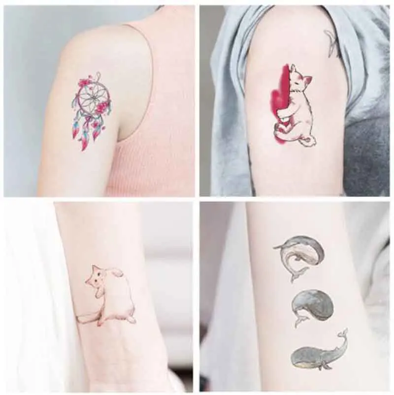 

30 шт./компл., милая мультяшная животная, временные тату-наклейки, искусственная татуировка для рук, рук, тела, татуировки, временные женские татуировки