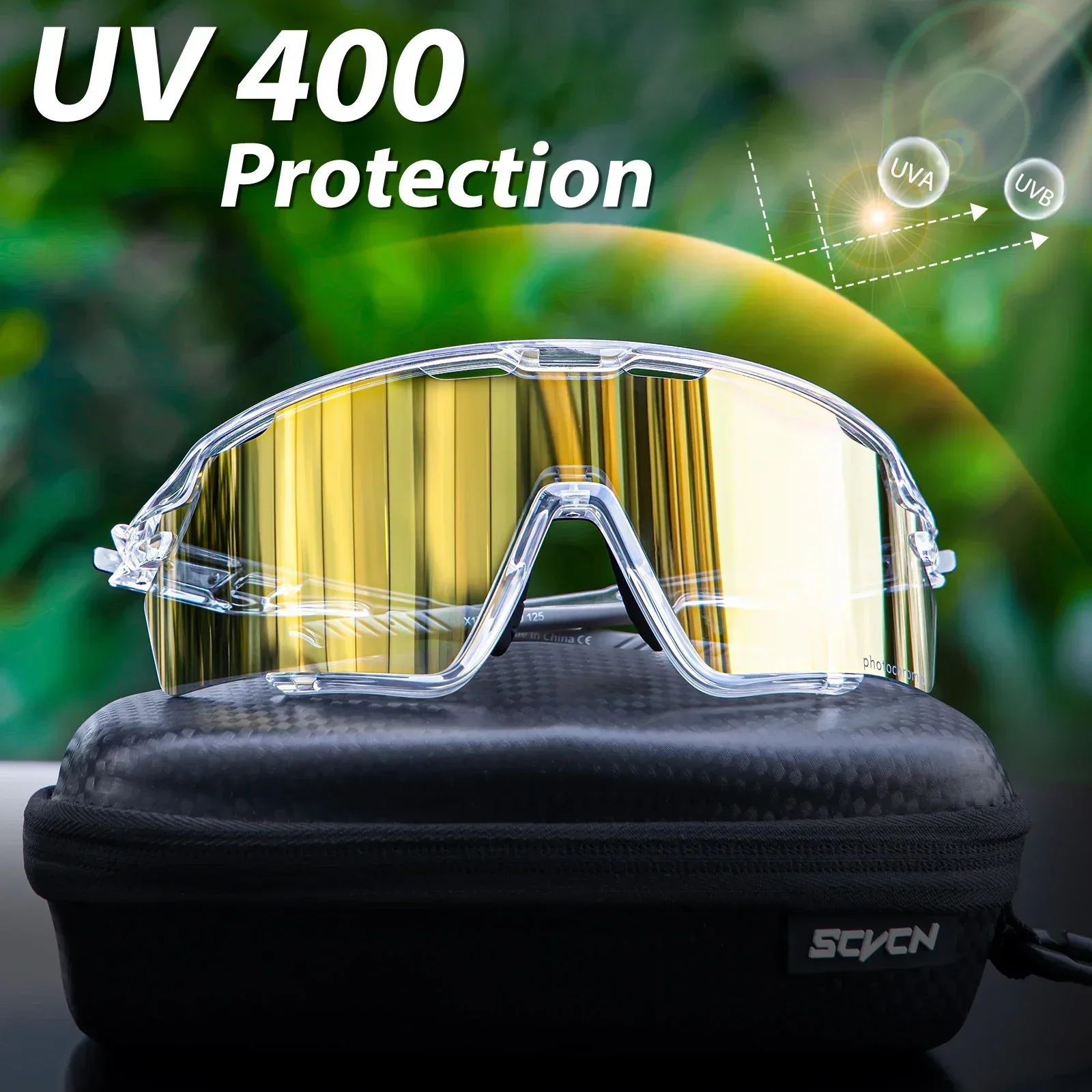 Scvcn UV400 велосипедные очки цветные фотохромные солнцезащитные для мужчин и женщин