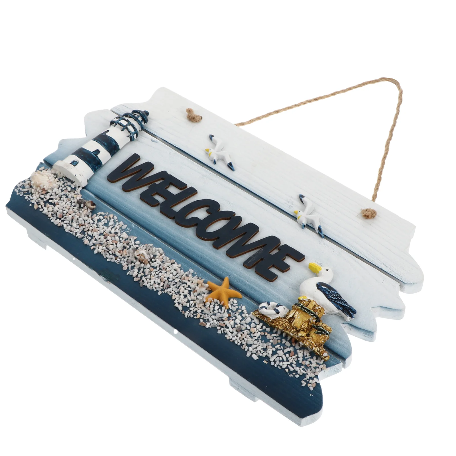 

Sign Door Hanging Welcome Nautical Pendant Decor Mediterranean Wall Coastal Front Plaque Style ​Wall Porch Ornaments Decorative