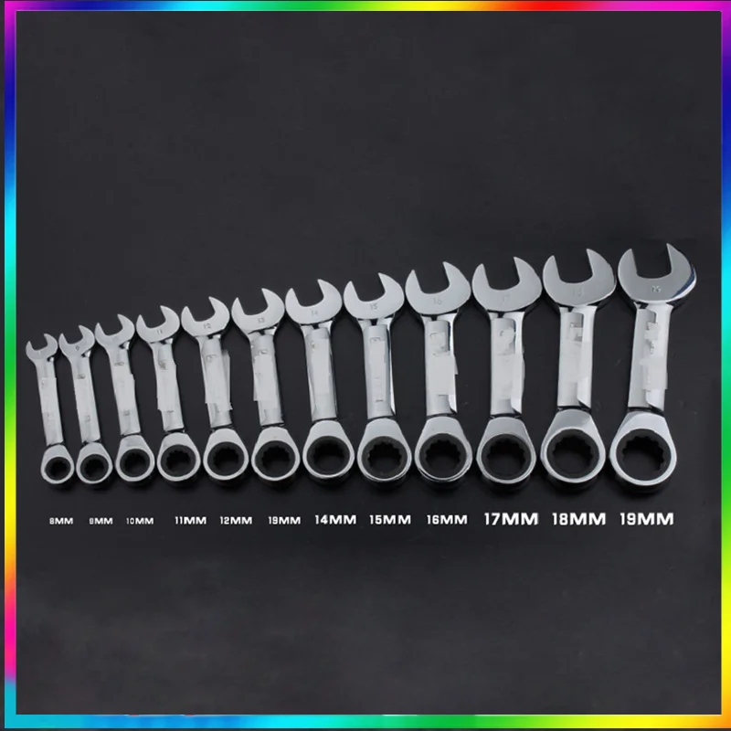 1PC 14-17MM  Reversible Combination Stubby Single Wrench Stubby Combination 72 Tooth Ratchet Socket Spanner Nut Repair Tools