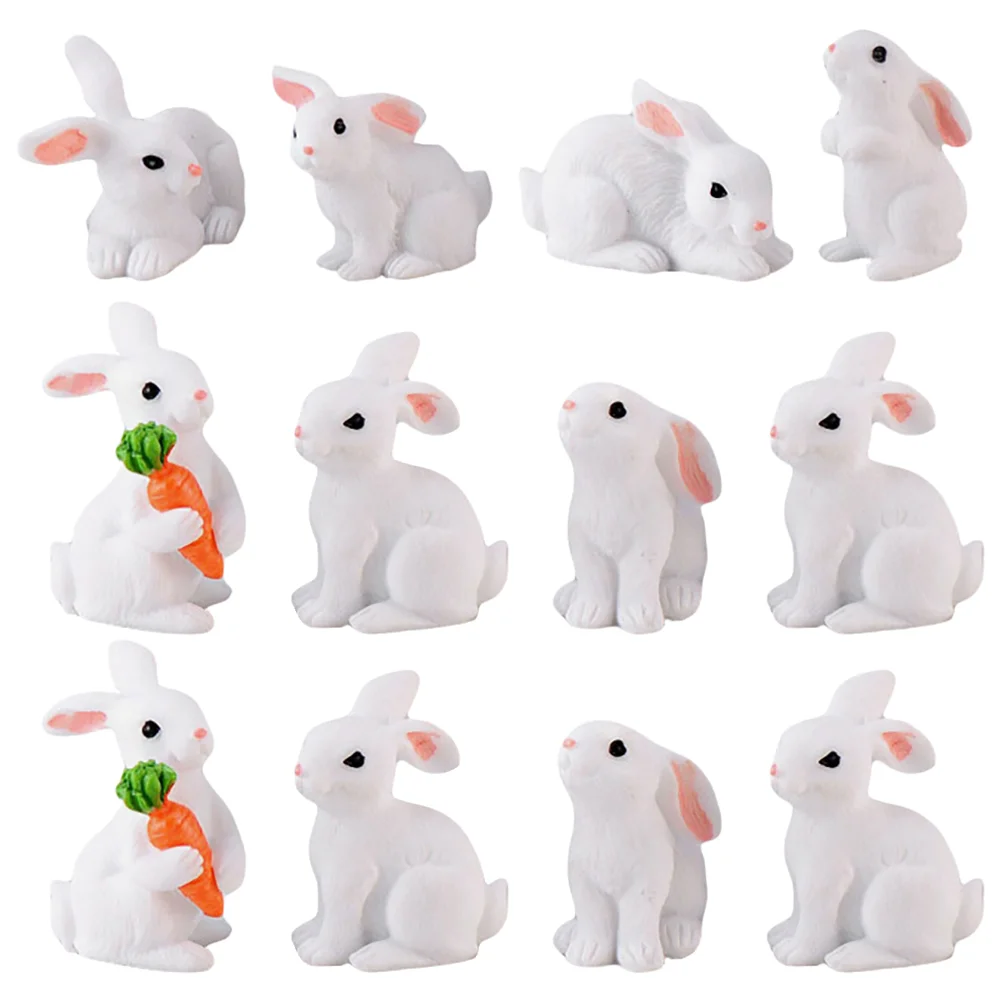 

Rabbit Easter Mini Bunny Figurines Miniature Figurine Resin Figures Cake Year New Figure Rabbits Landscape Decorations Statue