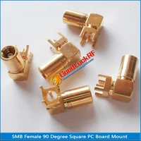 10x pcslot rf connector smb female jack 90 degree right angle clamp solder square pcb pc board mount gold plated coaxial