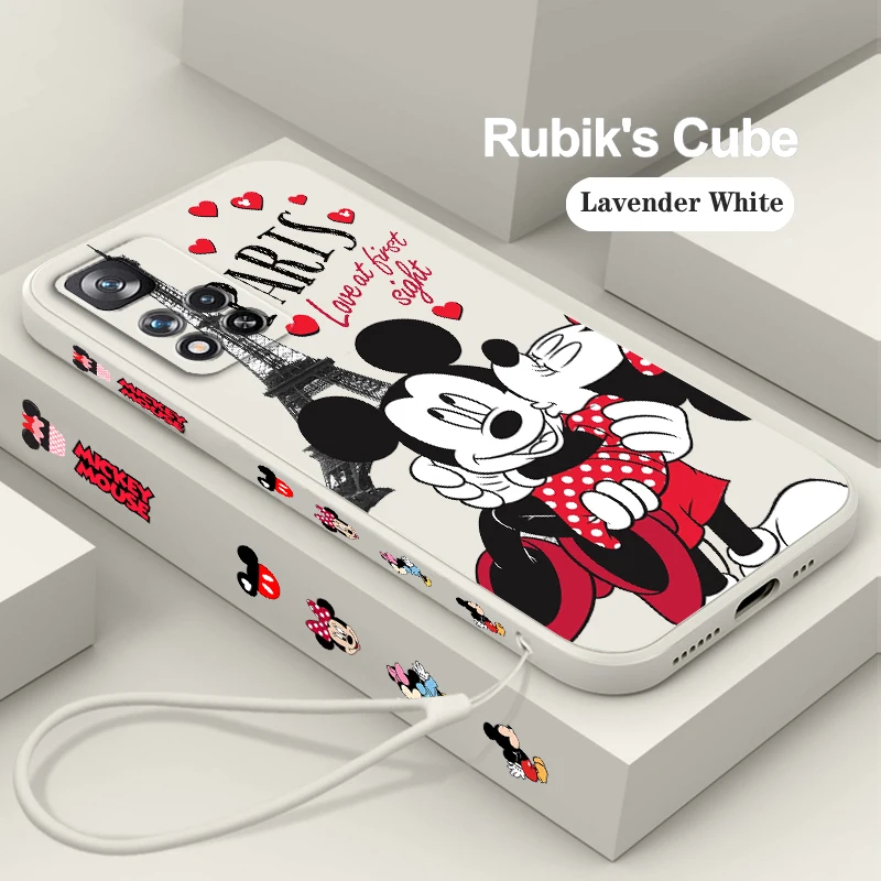 

London Luxury Mickey Minnie Phone Case For Redmi Note 12 11 11S 11T 10S 10 9S 9T 9 8T 8 Pro Plus 5G Liquid Left Rope Cover