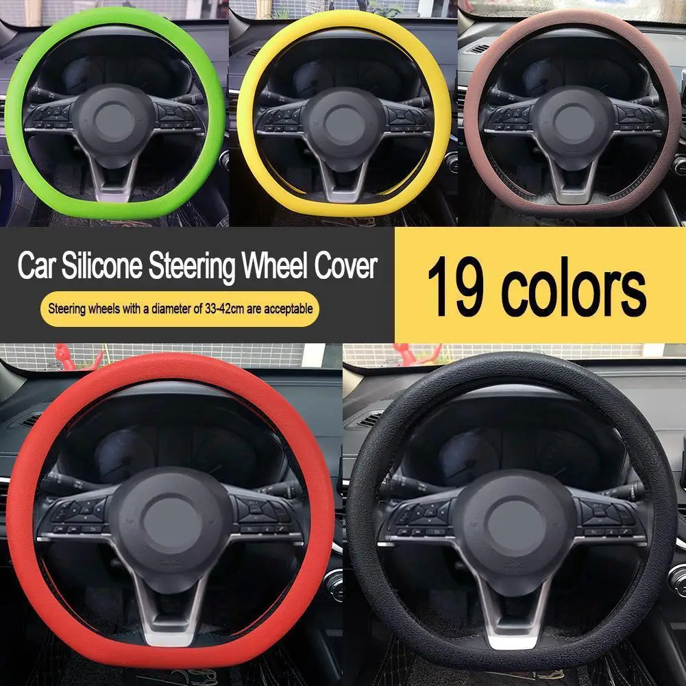 

Car Universal Silicone Steering Wheel Elastic Glove Cover Texture Soft Multi Color Auto Decoration DIY Covers Accessories