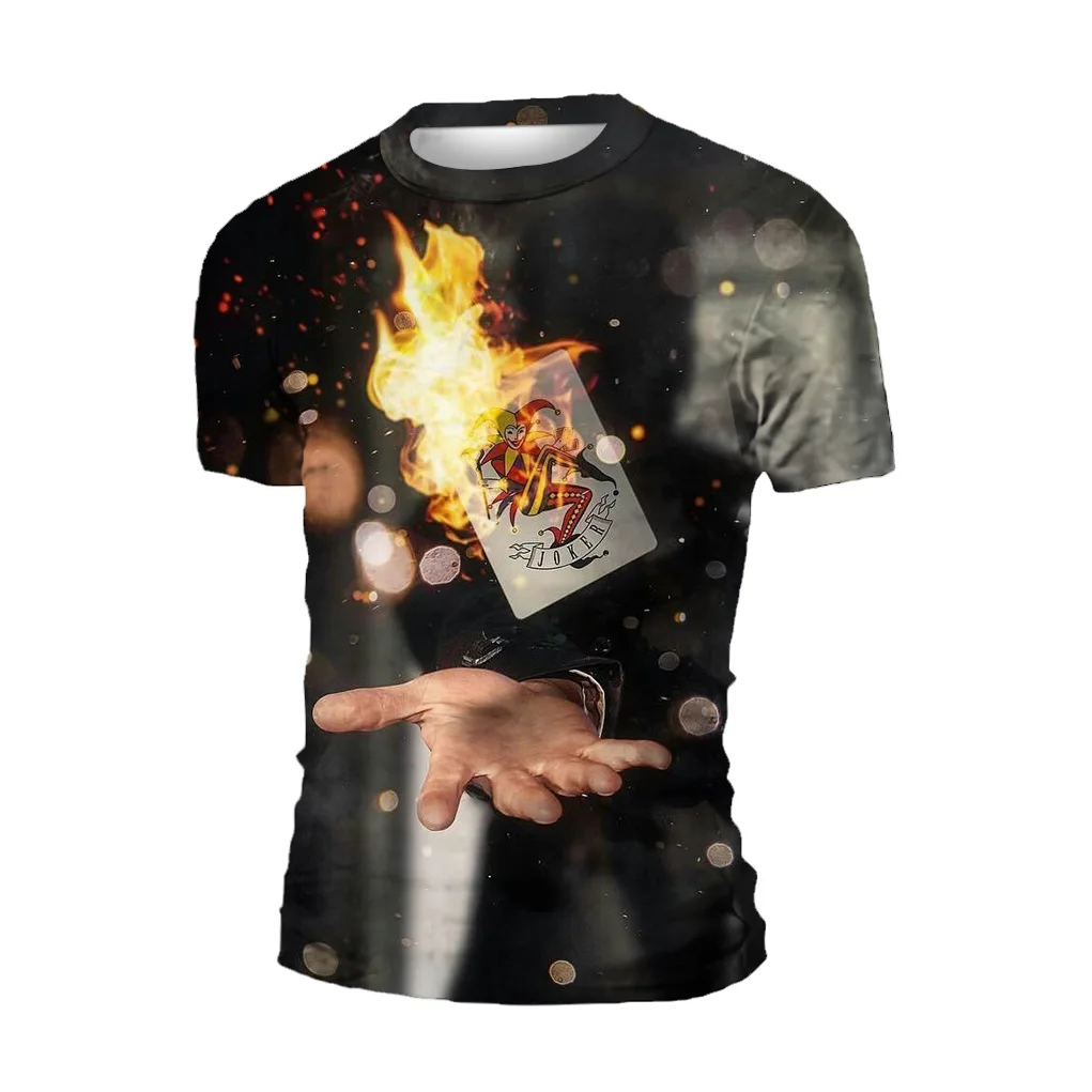 

Magician Prop Clothing Poker Tshirt Men Short Sleeve 3d Printed Playing Cards Gambling Shirt Card Game Tee Cotton Casino T-shirt