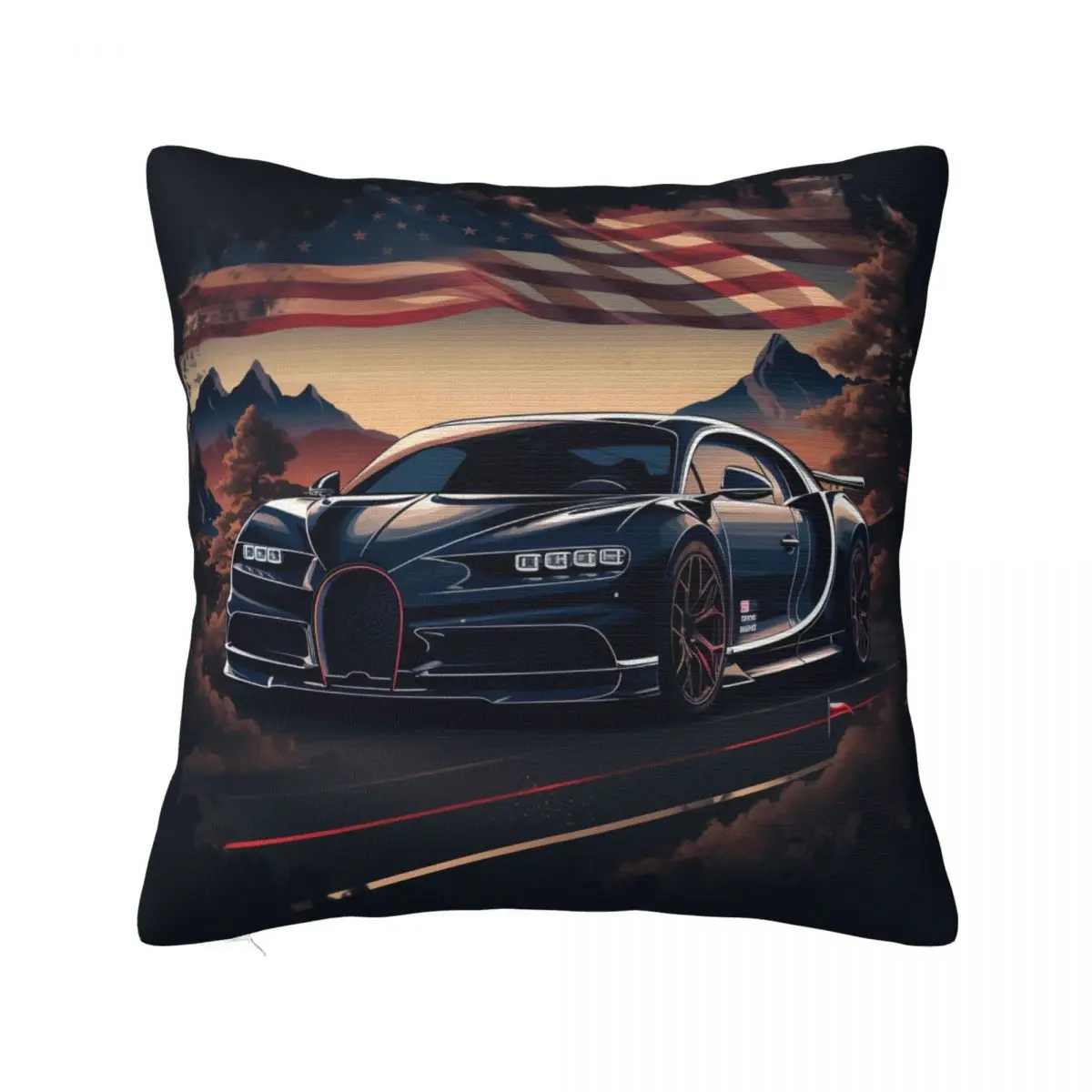 

Sports Car Pillow Case Car Road Hugging Zipper Pillowcase Summer Square Polyester Cover