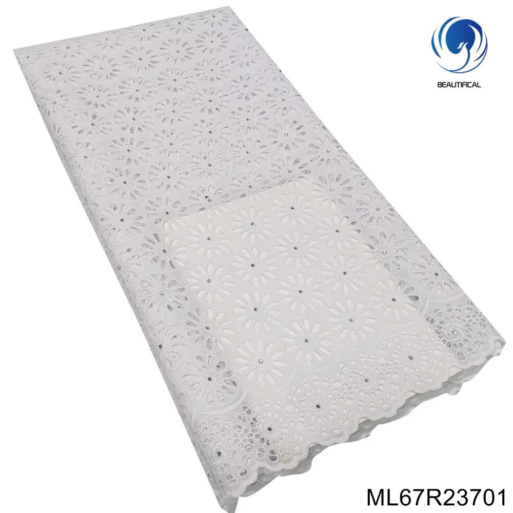 

Однотонная Новинка 2023, нигерийское хлопчатобумажное швейцарское кружево, свадебное платье с нашивкой, Высококачественная вышивка ML67R237