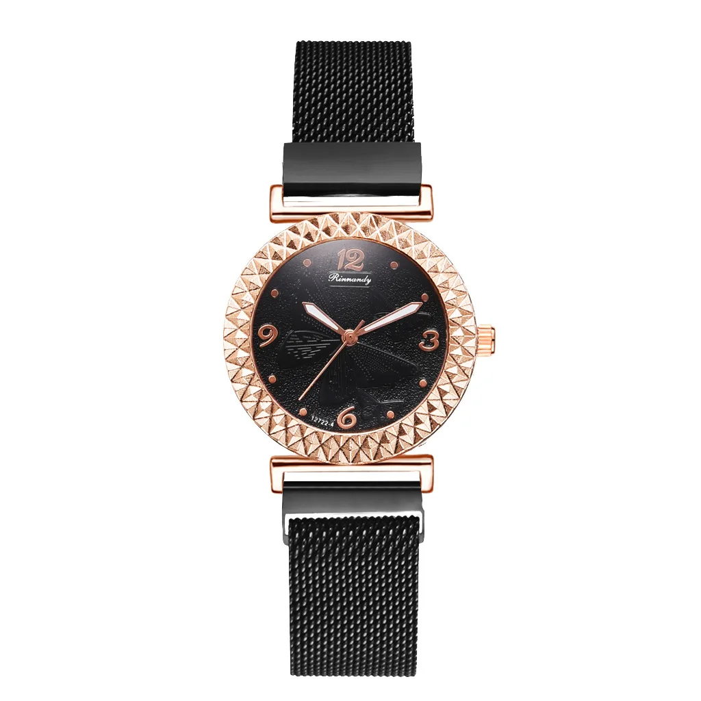 

Luxury Butterfly Women Quartz Watches Ladies Pink Magnetic Wrist Watch