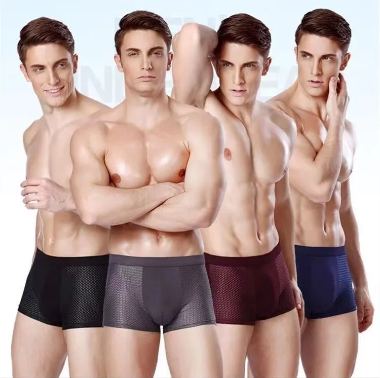 

Fashion Simple New Men's Boxer Briefs Ice Fabric Mesh Breathable Comfortable High Elastic Thin Section of The Trend of Underwear
