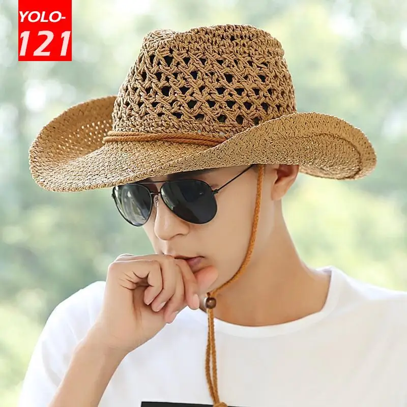 

Outdoor Straw Hat Men Summer Beach Hat Western Cowboy Hat Men Punk Sun Hat Fashion Sun Hat for Youth Panama Hat Men Designer