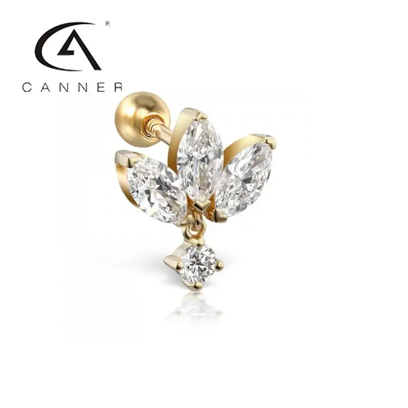 

CANNER Single Marquise Diamond-studded Earrings for Women S925 Sterling Silver Horse Eyes Ins Wind Piercing Thread Stud Earrings