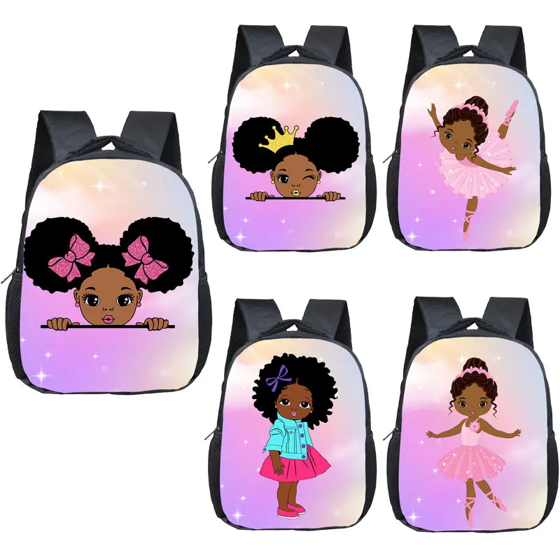 Cute Little African American Ballerina Dancing Backpack Children School Bags  Afro Girl Boobag Kids Kindergarten Toddler Bag