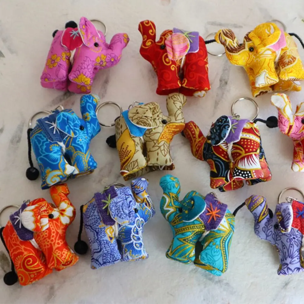 

Thailand Cloth Small Elephant Key Chain Lovely Bag Pendant Car Key Charms Small Pendant Creative Gift Tourist Souvenir