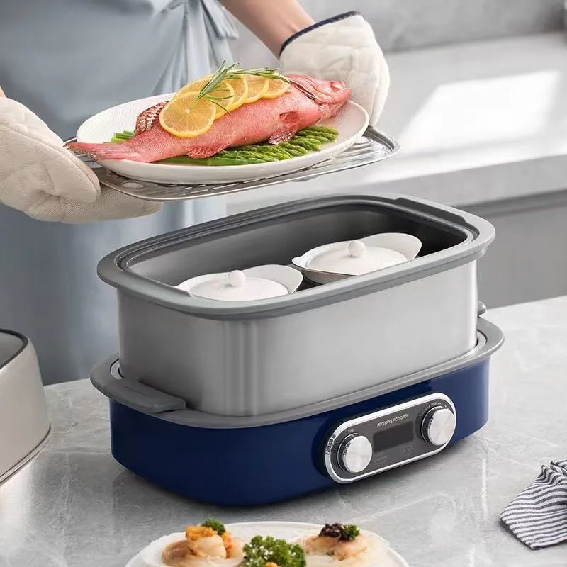 Фото Электрическая пароварка MORPHY RICHARDS, 12 л, большая емкость, пароварка из нержавеющей стали 304, 2000 Вт, быстрый нагрев для домашнего использования, MR1168 №1