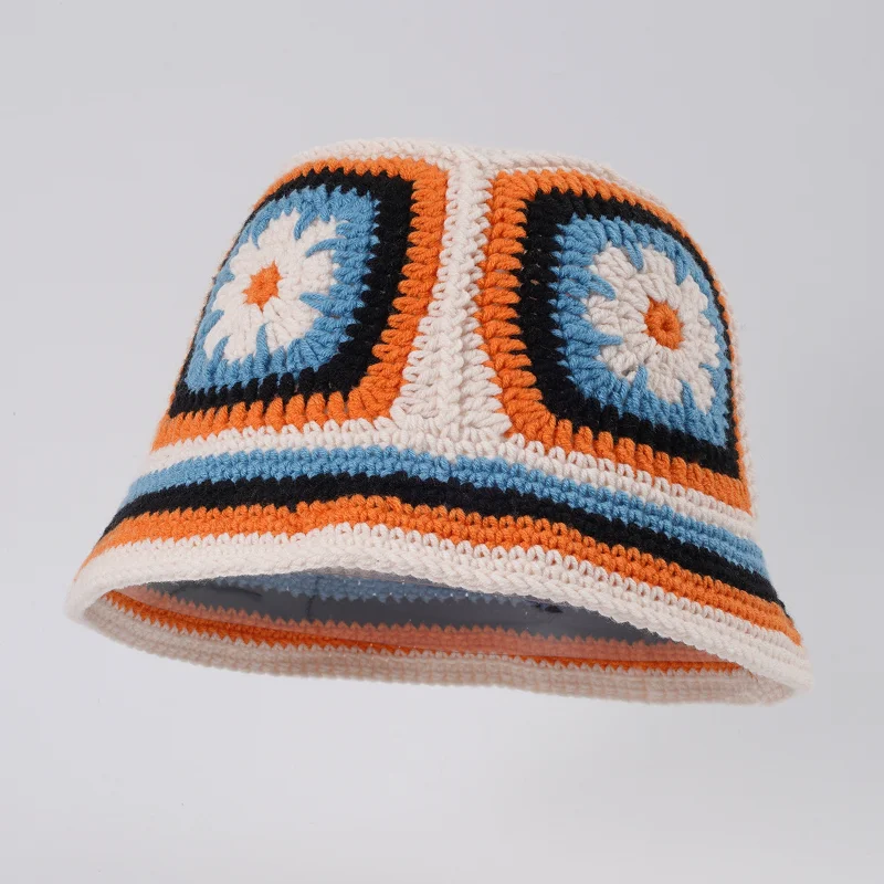 

Панама женская вязаная в Корейском стиле, шапка рыбака с цветами, вязаная шапка в японском стиле, сочетается с цветами, Осень-зима